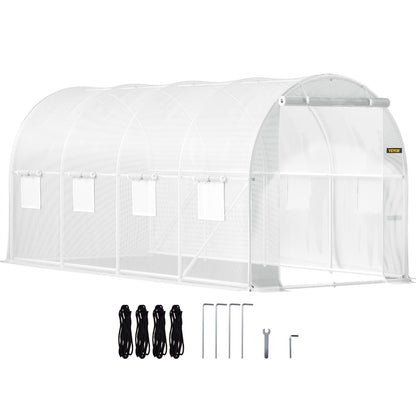 VEVOR Walk-in Tunnel Greenhouse, Portable Plant Hoop House White / 14.8 x 6.6 x 6.6 ft