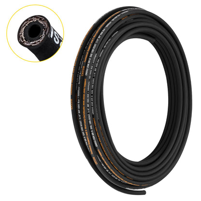 VEVOR Hydraulic Hose, Coiled Rubber Hydraulic Hose with 2 High-Tensile Steel Wire Braid for Construction and Agriculture 1/4 in / 100 ft