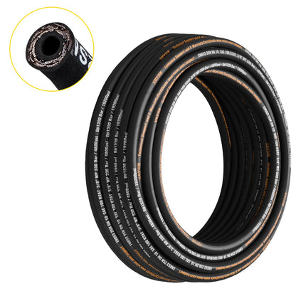 VEVOR Hydraulic Hose, Coiled Rubber Hydraulic Hose with 2 High-Tensile Steel Wire Braid for Construction and Agriculture 3/8 in / 100 ft