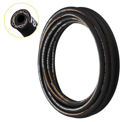 VEVOR Hydraulic Hose, Coiled Rubber Hydraulic Hose with 2 High-Tensile Steel Wire Braid for Construction and Agriculture 3/4 in / 50 ft