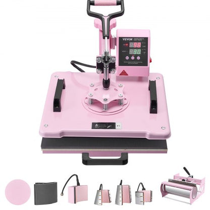 VEVOR Heat Press Machine, 10x12/12x15/15x15 in Combo Press w 12 x 15 in / 8 in 1 / 6-30 oz Tumbler Press