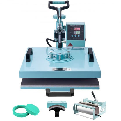 VEVOR Heat Press Machine, 10x12/12x15/15x15 in Combo Press w 15 x 15 in / 5 in 1 / 30 oz Tumbler Press