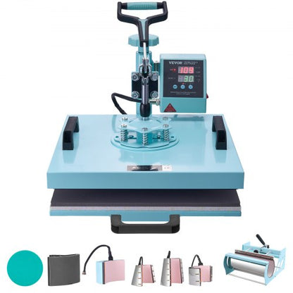 VEVOR Heat Press Machine, 10x12/12x15/15x15 in Combo Press w 15 x 15 in / 8 in 1 / 6-30 oz Tumbler Press