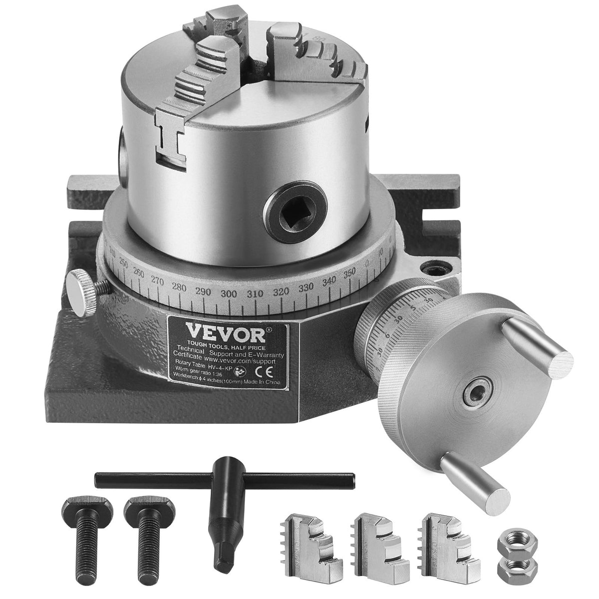VEVOR Rotary Table for Milling Machine, Horizontal & Vertica No Groove
