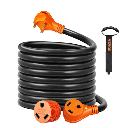 VEVOR RV Extension Cord, Heavy Duty STW Power Cord with NEMA 30A / 25 ft / with LED Indicator & 15A Adapter