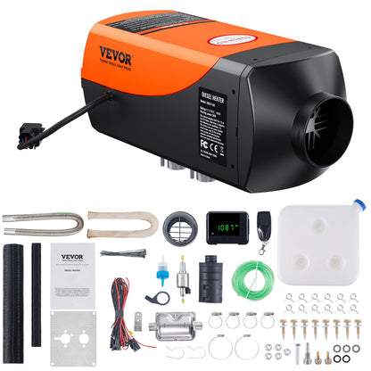 VEVOR Diesel Air Heater 2 kW / Remote Control, 10L Fuel Tank, Orange