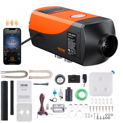 VEVOR Diesel Air Heater 8 kW / Bluetooth App, Automatic Altitude Adjustment, Black