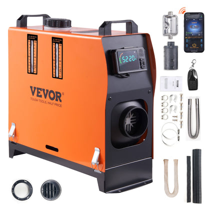 VEVOR Diesel Air Heater 8 kW / Bluetooth App, All-in-one, Automatic Altitude, Orange