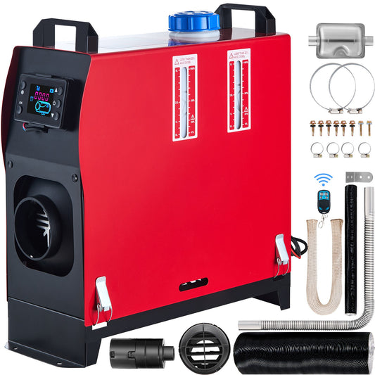 VEVOR Diesel Air Heater 5 kW / All in One with Silencer, LCD Switch, Red