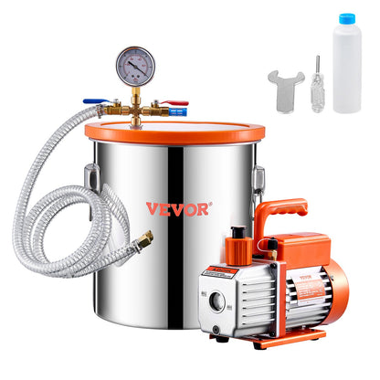 VEVOR Vacuum Chamber and Pump Kit, 1.5-5 Gallon Stainless St 5 Gallons
