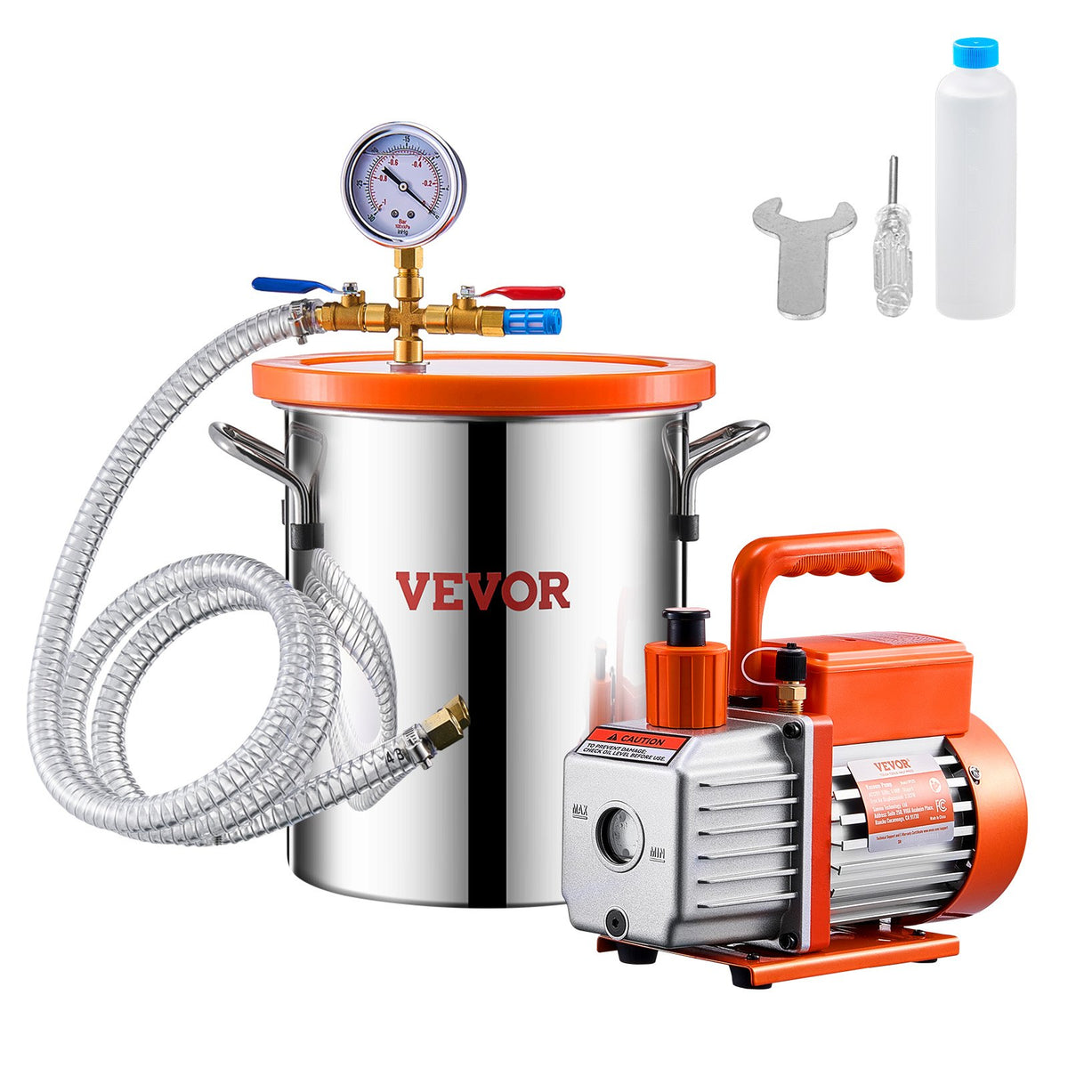 VEVOR Vacuum Chamber and Pump Kit, 1.5-5 Gallon Stainless St 3 Gallons