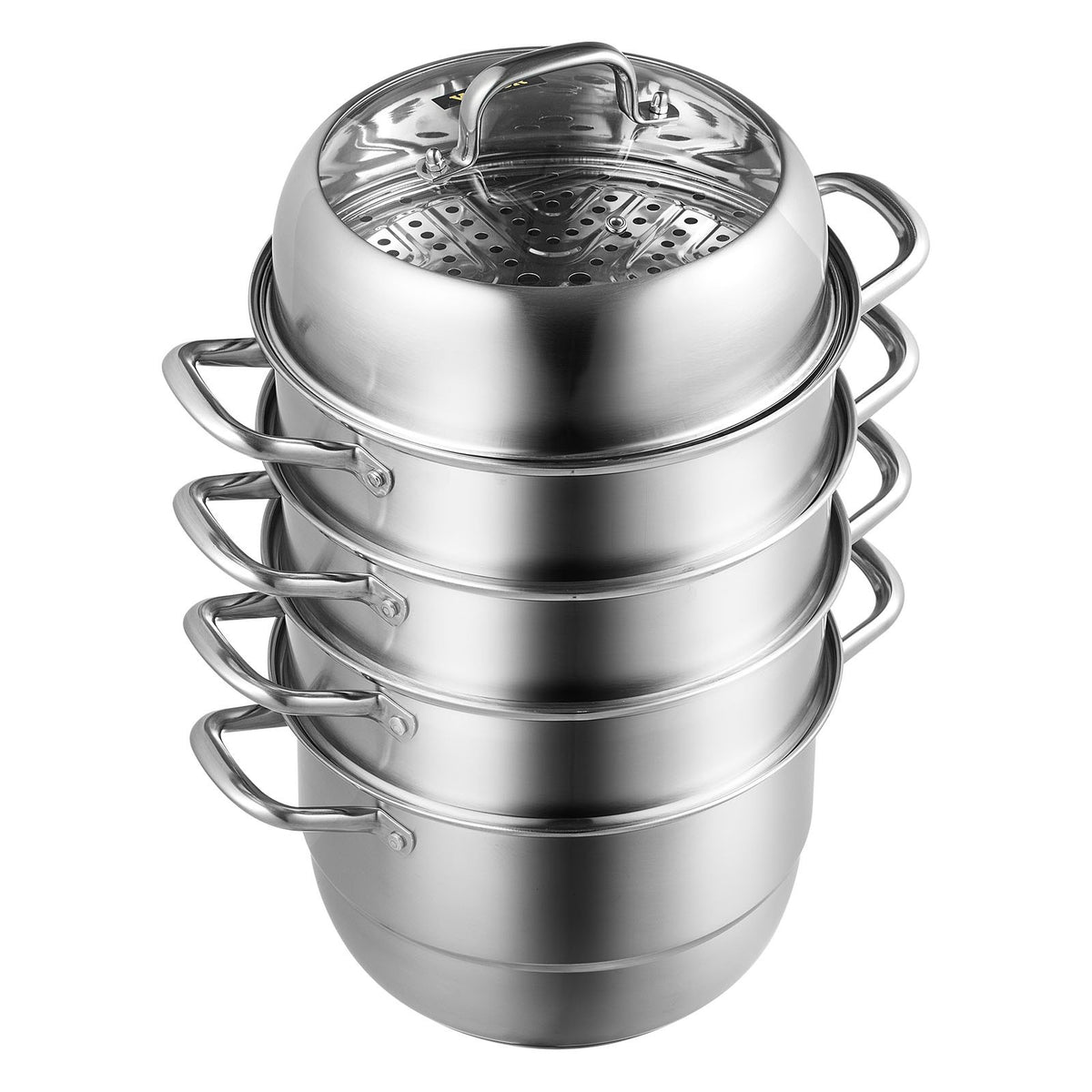 VEVOR 28 cm Stackable Stainless Steel Steamer Pot Set with Glass Lid - view 4