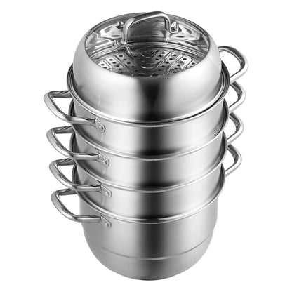 VEVOR 28 cm Stackable Stainless Steel Steamer Pot Set with Glass Lid - view 4