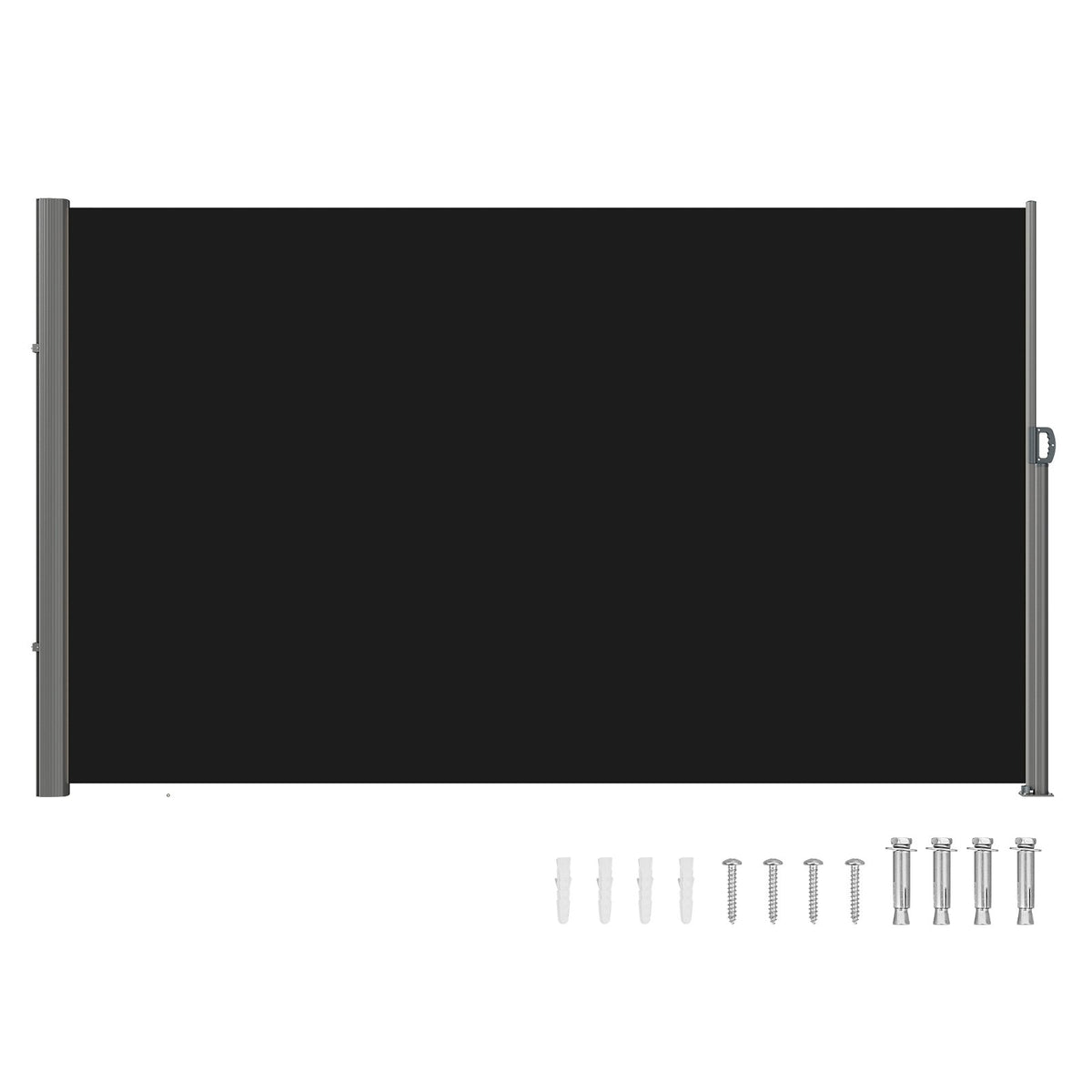 VEVOR Retractable Side Awning, Outdoor Privacy Screen Room D 71 x 118 inch / Black / 280 g/m²