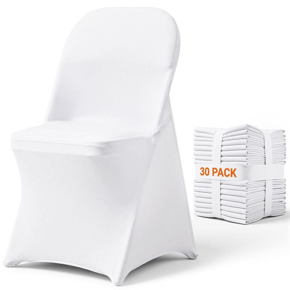 VEVOR Stretch Spandex Chair Covers 30 Pack / White-For Folding Chair