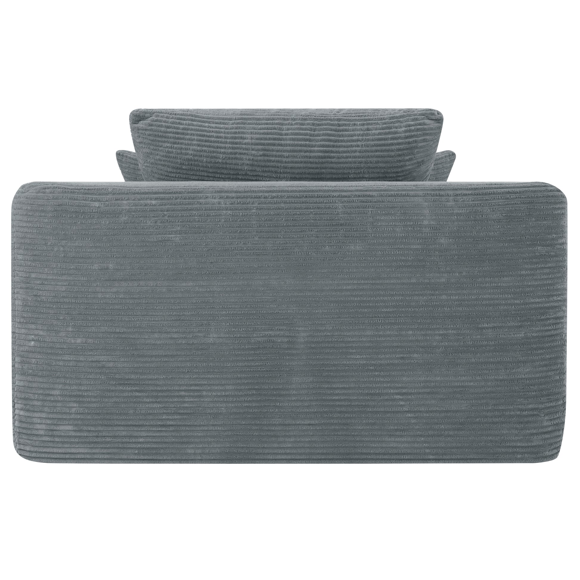 NEW Convertible Chaise Lounge Chair Corduroy with Wide Armrest & Throw Pillows, Cozy Boneless Sleeper Sofa Bed Armchair,with cup holder, for Living Room, Bedroom, No Assembly Required,Grey image 7