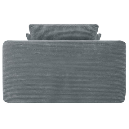 NEW Convertible Chaise Lounge Chair Corduroy with Wide Armrest & Throw Pillows, Cozy Boneless Sleeper Sofa Bed Armchair,with cup holder, for Living Room, Bedroom, No Assembly Required,Grey image 7