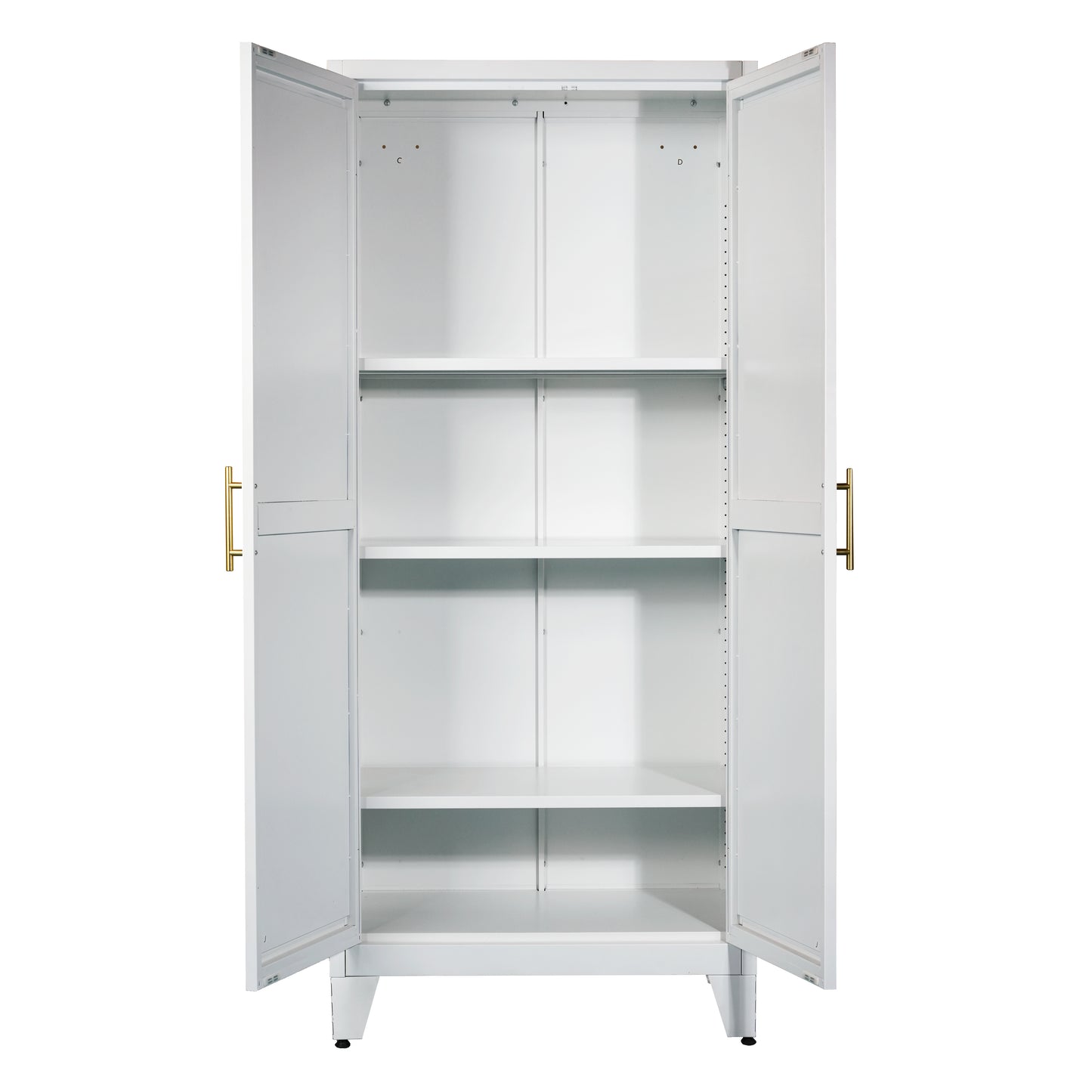 71'' 2 Shapely Doors Cabinet, Metal Storage Cabinet with Doors and Adjustable Shelves, for Bedroom, Living Room, Kitchen(White) image 3
