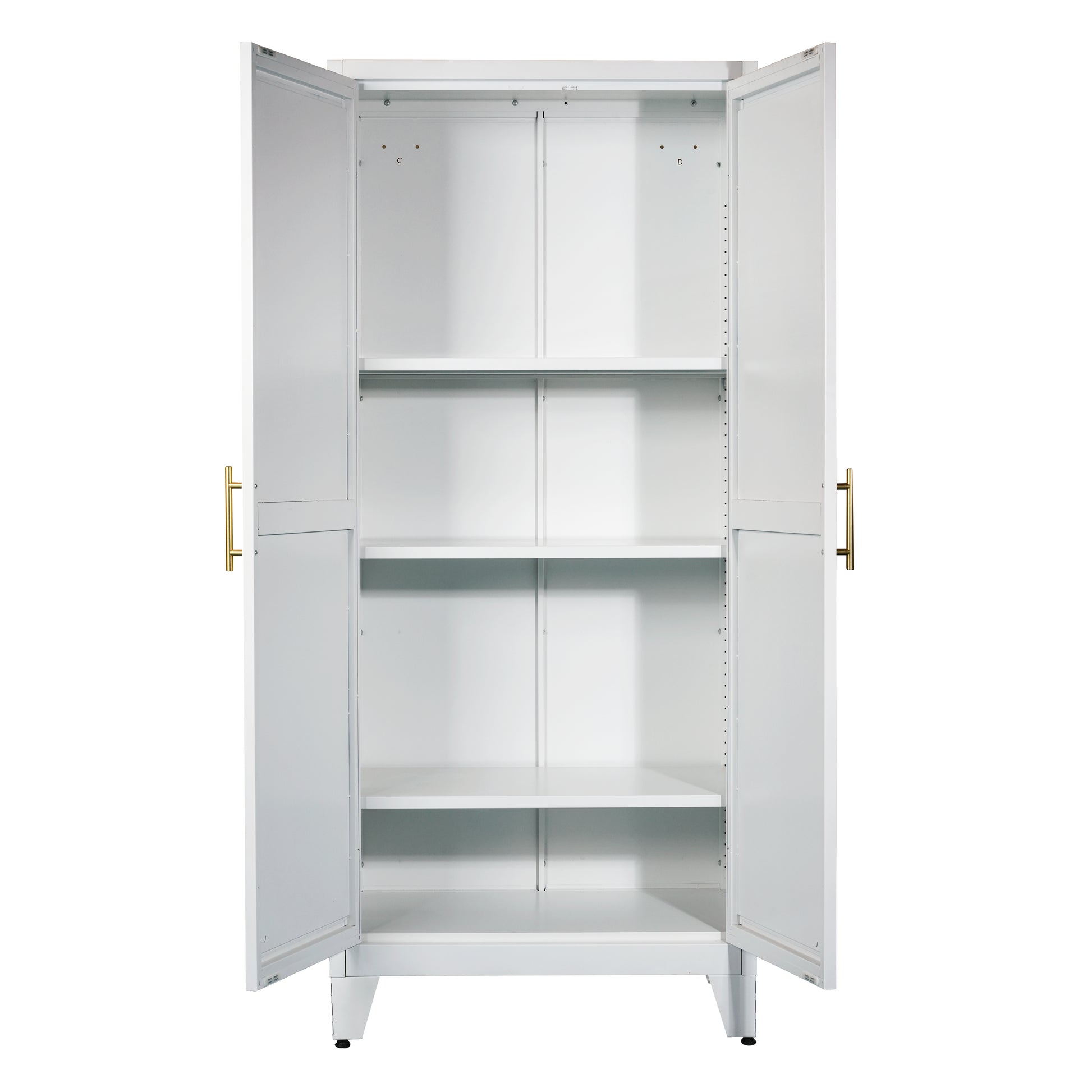 71'' 2 Shapely Doors Cabinet, Metal Storage Cabinet with Doors and Adjustable Shelves, for Bedroom, Living Room, Kitchen(White) image 3