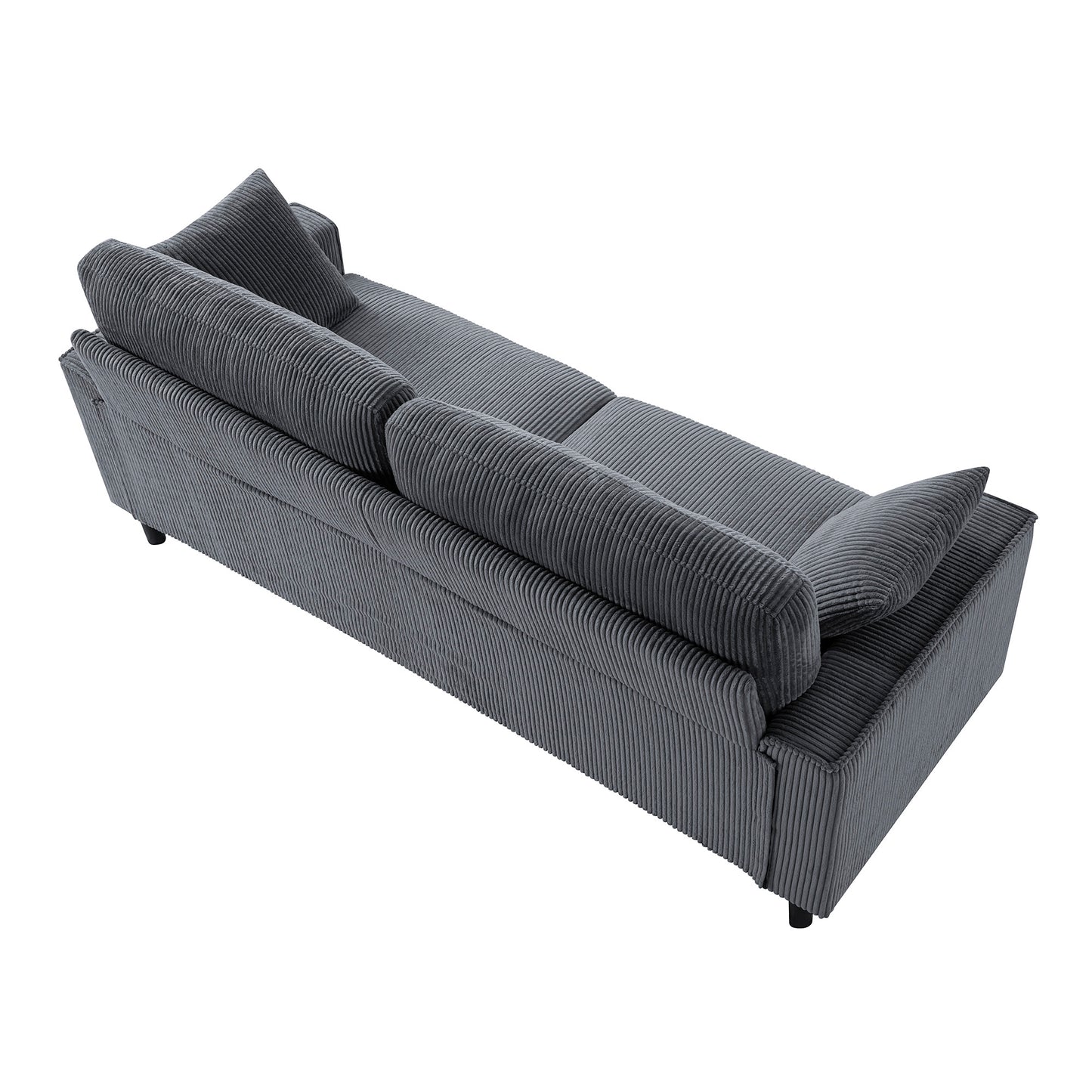 81.8"Corduroy Loveseat Sofa, 2-Seater Couch with Sturdy Iron & Wood Frame, Comfy Upholstered Sofa with Square Armrests for Living Room, Apartment image 6