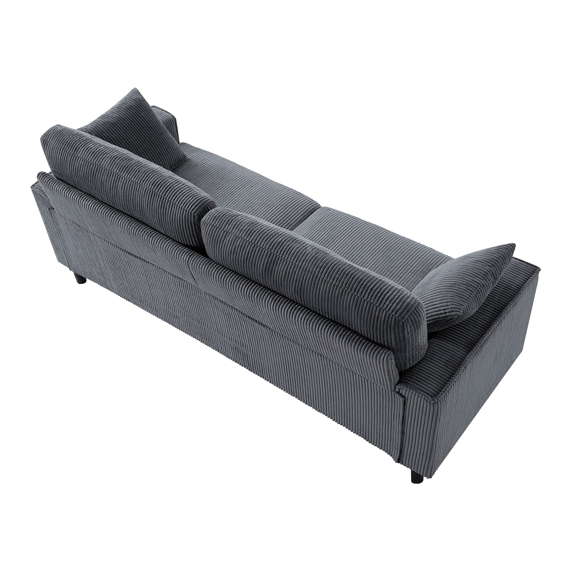 81.8"Corduroy Loveseat Sofa, 2-Seater Couch with Sturdy Iron & Wood Frame, Comfy Upholstered Sofa with Square Armrests for Living Room, Apartment image 6