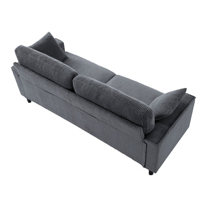 81.8"Corduroy Loveseat Sofa, 2-Seater Couch with Sturdy Iron & Wood Frame, Comfy Upholstered Sofa with Square Armrests for Living Room, Apartment image 6
