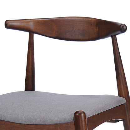 [Video] Set of 2 Rubberwood Dining Chairs with Ergonomic Backrest & Comfort Cushions, Walnut+Light Gray (same sku: 59296.00FDBEI) image 10