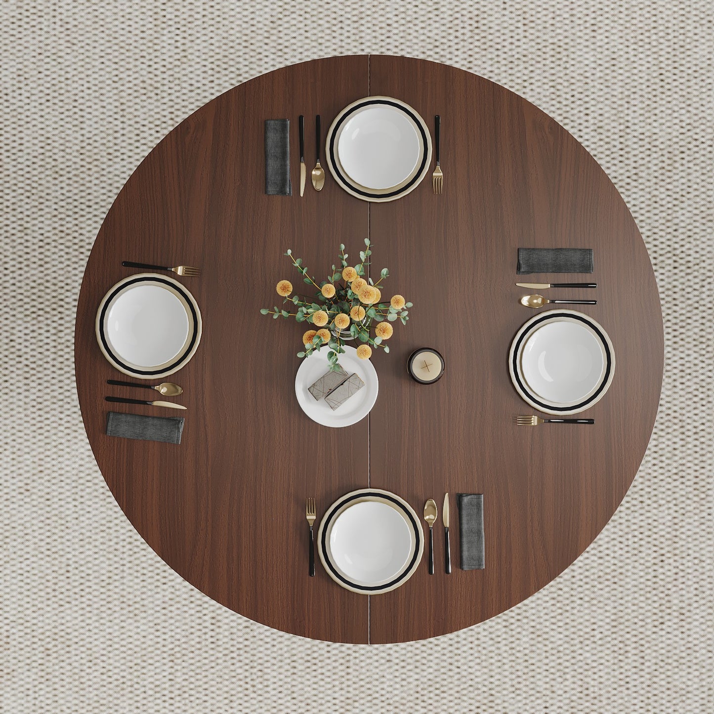 Round dining table in black walnut, 115cm. image 5