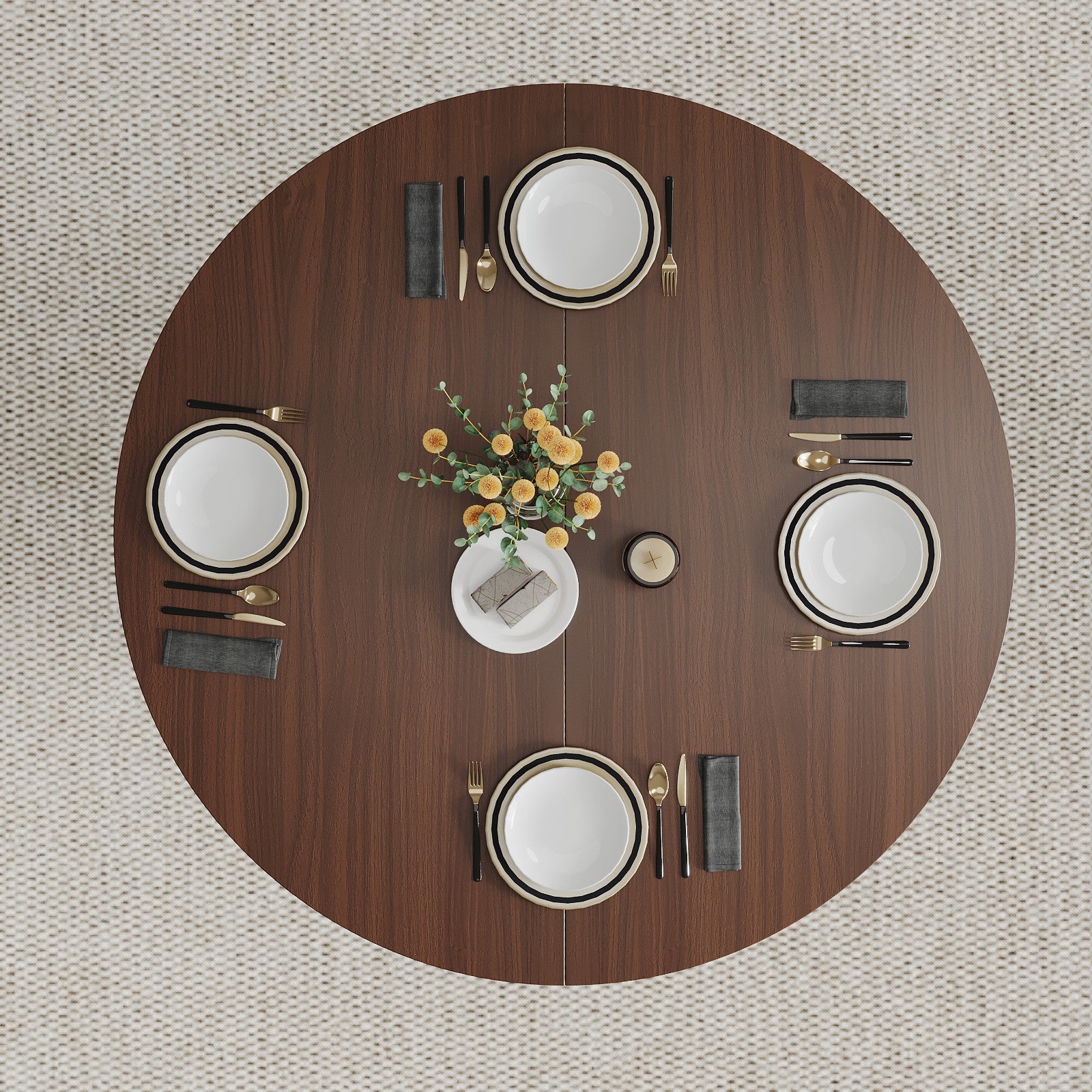Round dining table in black walnut, 115cm. image 5