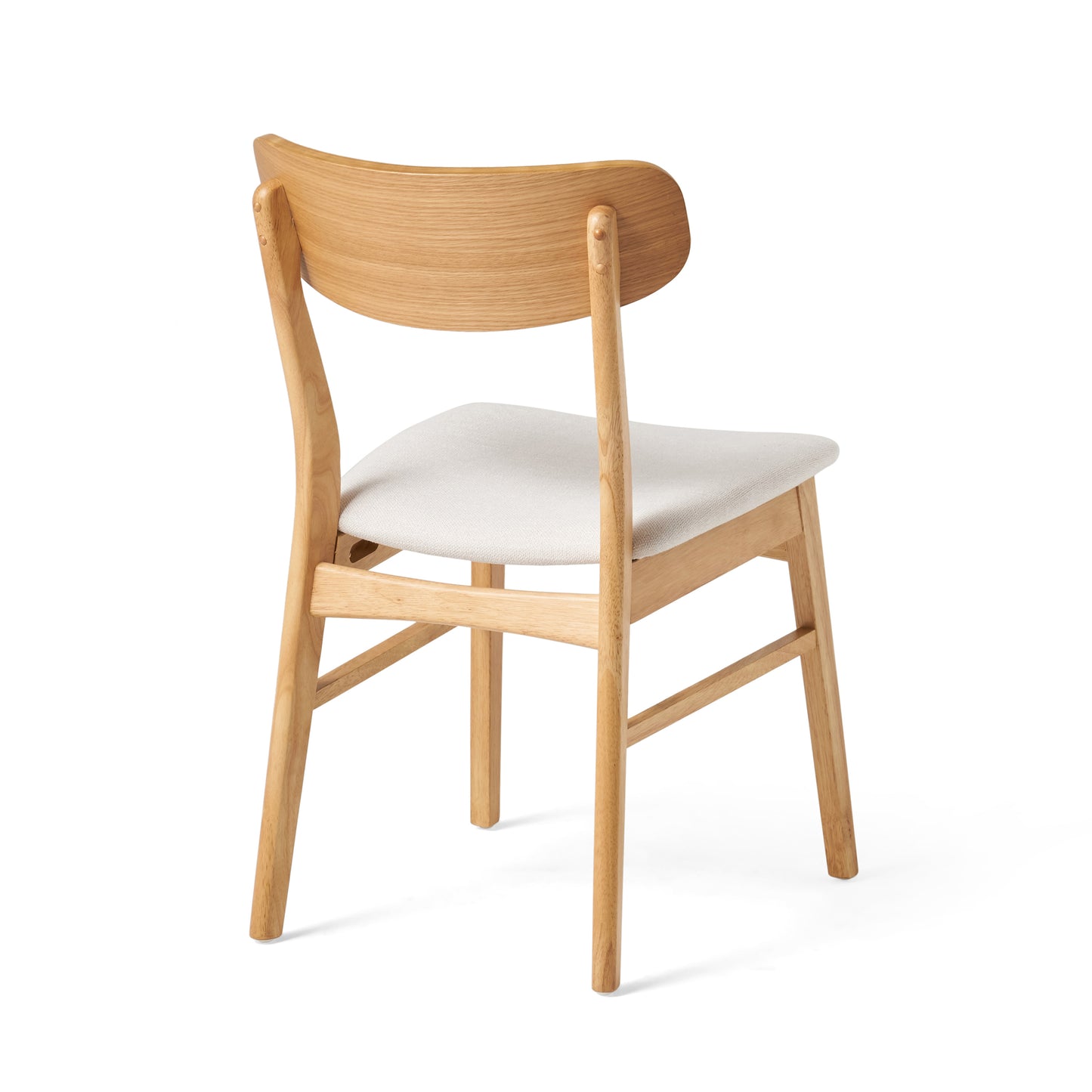 [Video] Set of 2 Dining Chairs - Fabric Cushioned Seat, Solid Rubberwood Legs, Light Beige (same sku: 58925.00LBE) image 6