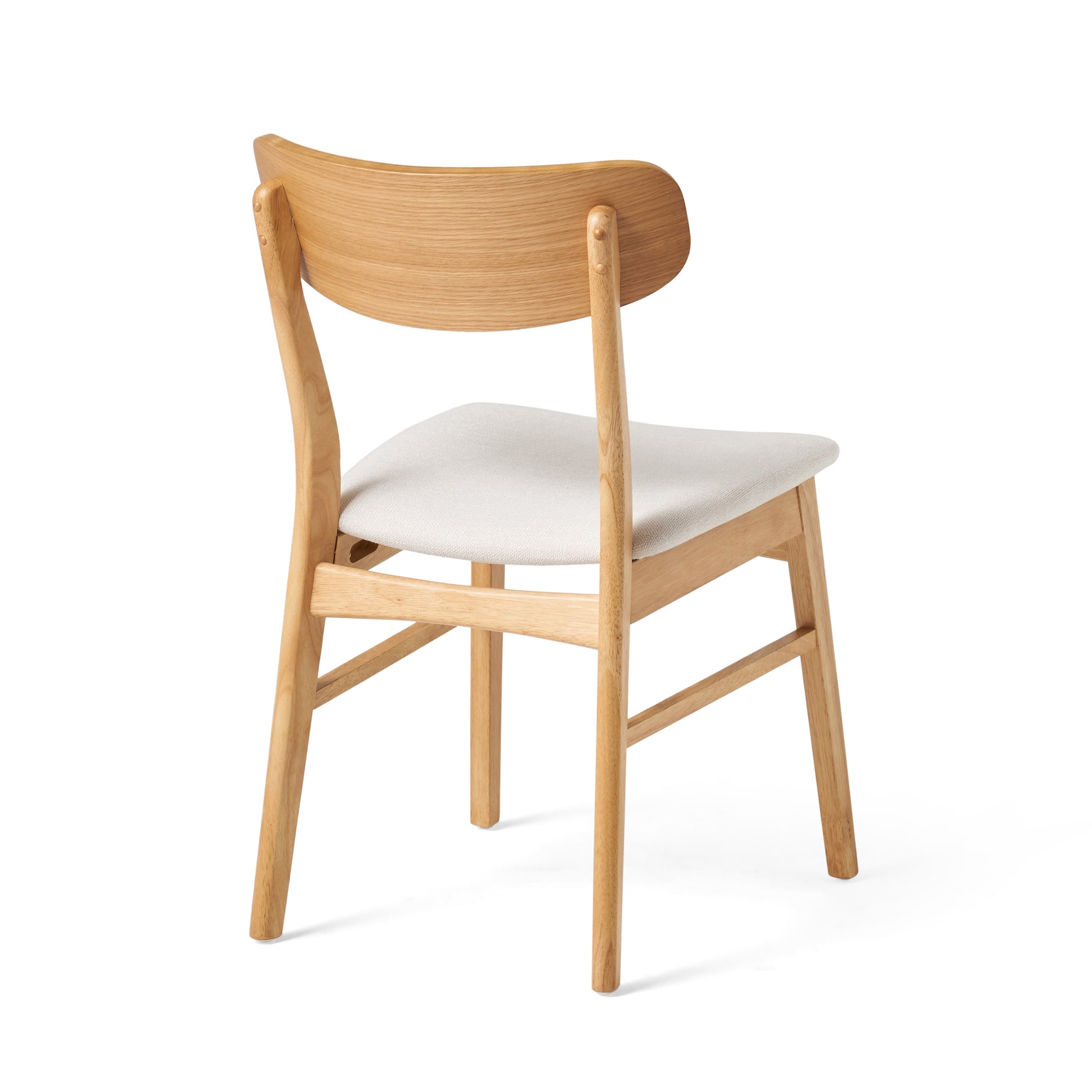 [Video] Set of 2 Dining Chairs - Fabric Cushioned Seat, Solid Rubberwood Legs, Light Beige (same sku: 58925.00LBE) image 6