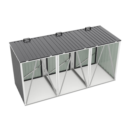 Garbage Bin Shed Stores 3 Trash Cans with Pneumatic Support Rod, with Lockable Doors & Waterproof Lid Chain, for Patio,Garden,Backyard,Grey image 12