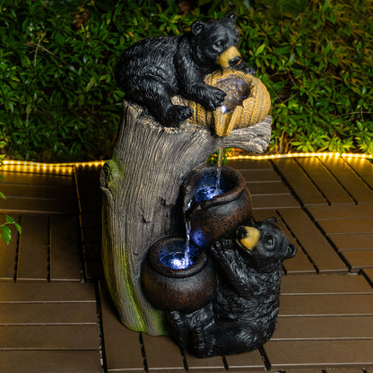 Bear Outdoor Water Fountain with LED Lights Cascading Fountains Outdoor for Patio Yard Balcony 23.62'' Garden Fountains Outdoor and Outdoor Water Fountain Decor image 4