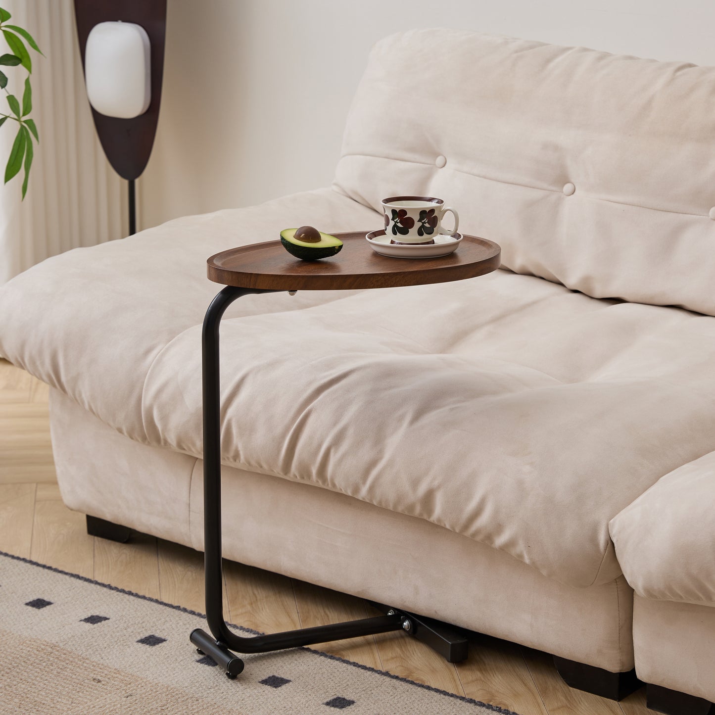 2-pieces Brown C-shaped Side Table, Small Sofa Table for Small Spaces, Living Room, Bedroom image 8