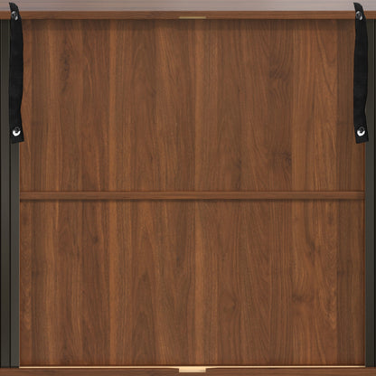 39" Fluted Liquor & Coffee Bar Cabinet with 6 Wine Racks and 3 Glass Holders, Mid-Century Modern Bar Cabinet with A Large Storage Drawer,4 Hidden Storage Space on the Side, Black image 5
