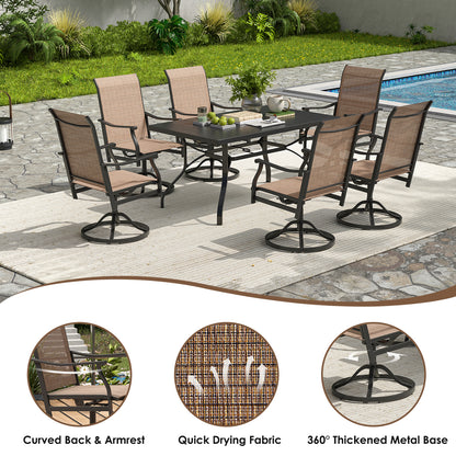 Outdoor Dining Chairs Set of 2, 360°Swivel Patio Dining Chair with Textilene Fabric, Outdoor Metal Armchair All Weather Resistant, Ergonomic Comfort, Perfect for Patio, Backyard, Balcony image 6