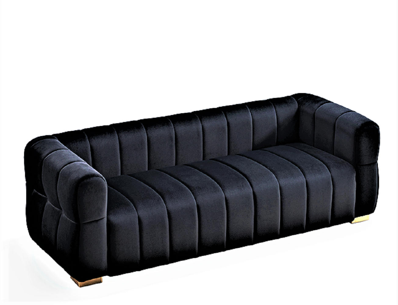 Velvet Sofa with Tufted Low Back Design, Sophisticated 3 Seater Couch for Living Rooms, 89 Inch Wide, Easy Assembly image 7