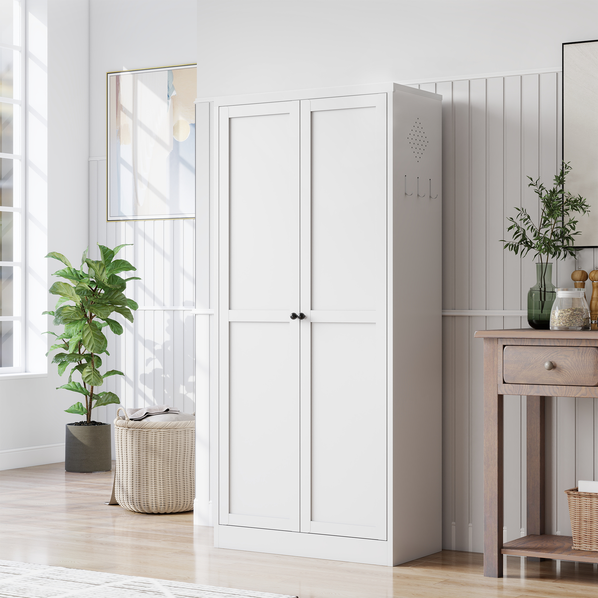 61" White Metal Kitchen Pantry Cabinet Adjustable Storage with 4 Shelves (110lb Capacity), Heavy Duty Freestanding Pantry Organizer for Kitchen, Pantry, Living Room image 4