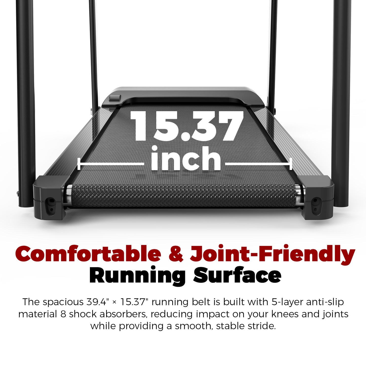 Walking Pad Treadmill for Senior, Foldable Exercise Treadmill with Stable and Safe Structural Design, Large LED Display for Elderly, Long Handrail for Balance, 300 Lbs Capacity image 4