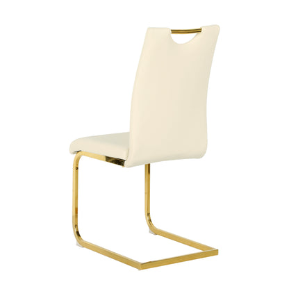 Modern PU dining chair Living room chair Upholstered chair, gold metal chair leg design, kitchen, living room, bedroom, dining room side chair (Set of 2) image 4