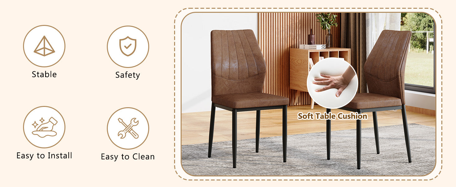 Set of 3 Brown - and - Black Dining Chairs with Shell - pattern, 37 inches High: Ergonomic Tech Fabric Backrest, Combines Comfort and Style. image 7