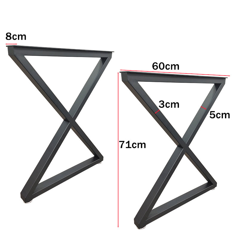 Metal Table Legs 28''x 24'' Heavy-Duty Desk Legs Industrial Furniture Legs for Dinning Table, Computer Table, Office Table (2Pcs)-Black image 2