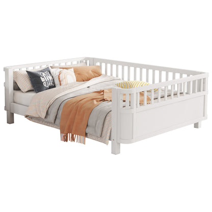 Full Size Wood Platform Bed for Kids, Wood Low Profile Full Bed with Rails for Girls and Boys, White (Patented Design, Old SKU W2593P233767) image 9