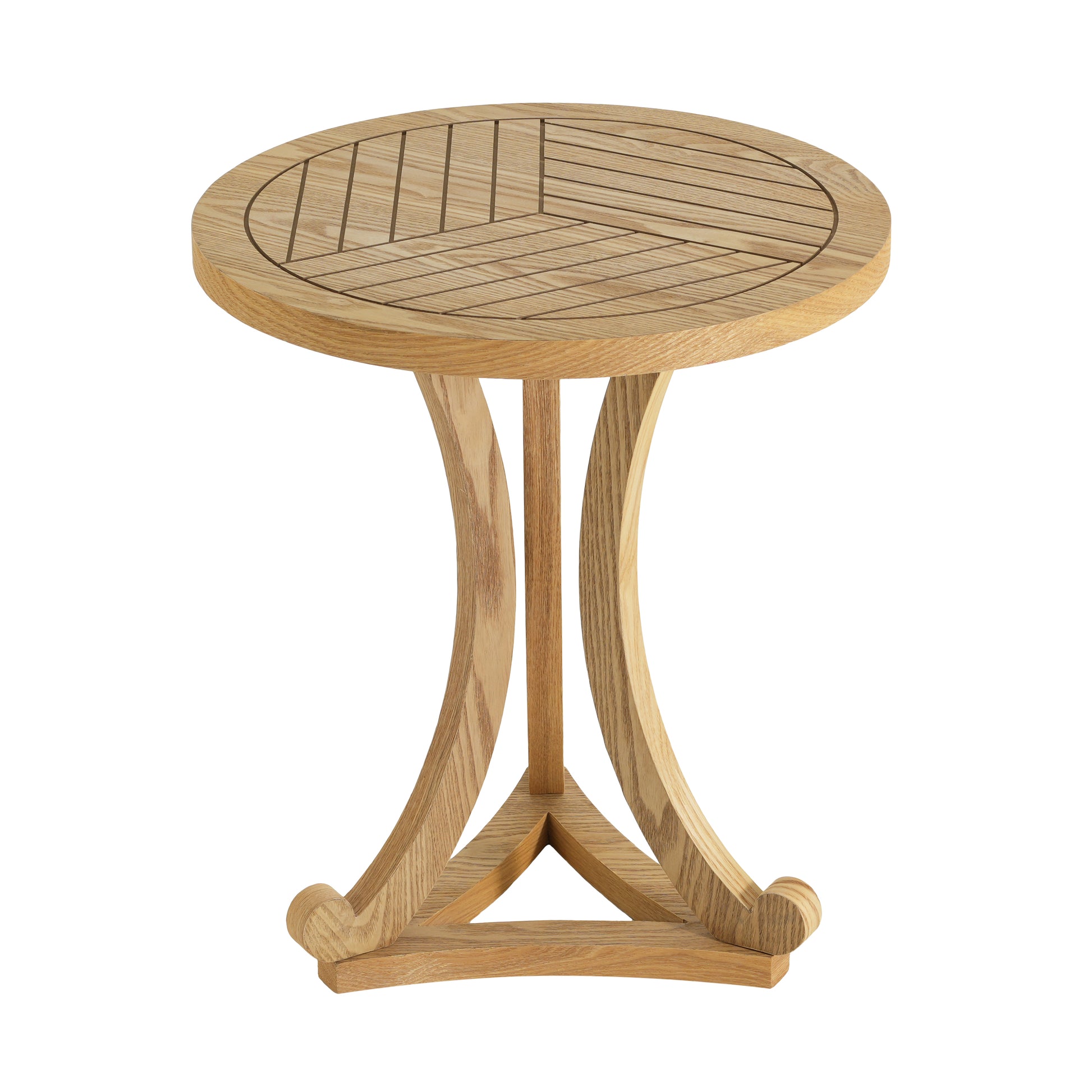 Natural Finish Round Wood Accent Table - Elegant Curved Base End Table for Living Room, Bedroom, or Patio image 5