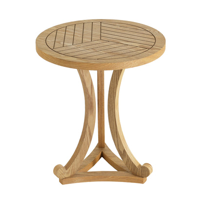 Natural Finish Round Wood Accent Table - Elegant Curved Base End Table for Living Room, Bedroom, or Patio image 5