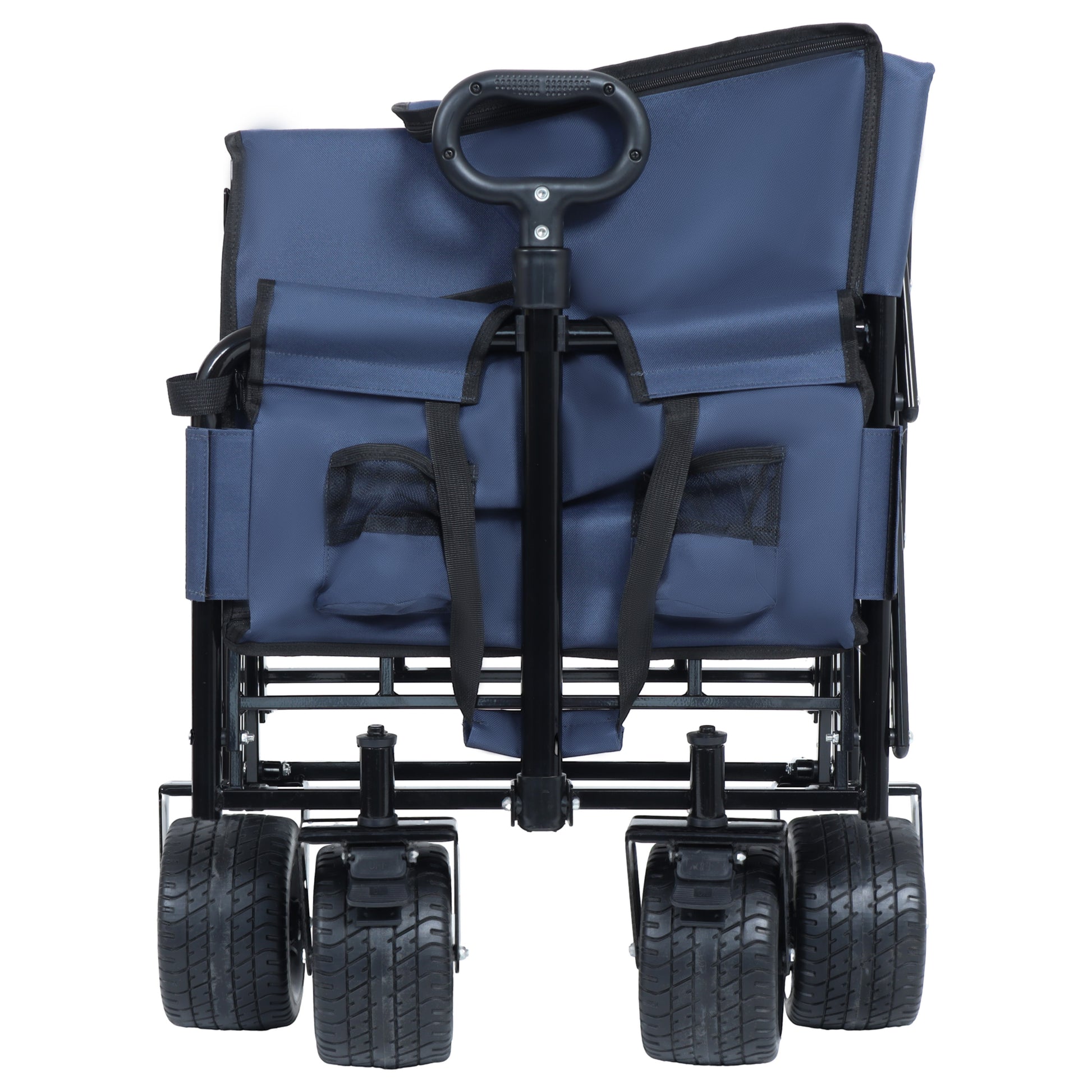 3-in-1 Folding Wagon Cart with Bench Seat & Storage, patent protection- Includes 1 ice pack, 500lbs Heavy-Duty, 180L Capacity All-Terrain Wheels for Camping, Beach, Sports, Garden, dark blue image 4