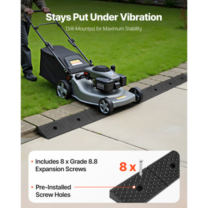 Rubber Curb Ramp, 33069 lbs Load Capacity, 2 Inches Rise Height Heavy Duty Rubber Threshold Ramp with Drainage Tank for Wheelchairs, Strollers, Motorcycles, Cars, Lawn Mowers & Trailers, 2 Pack image 8