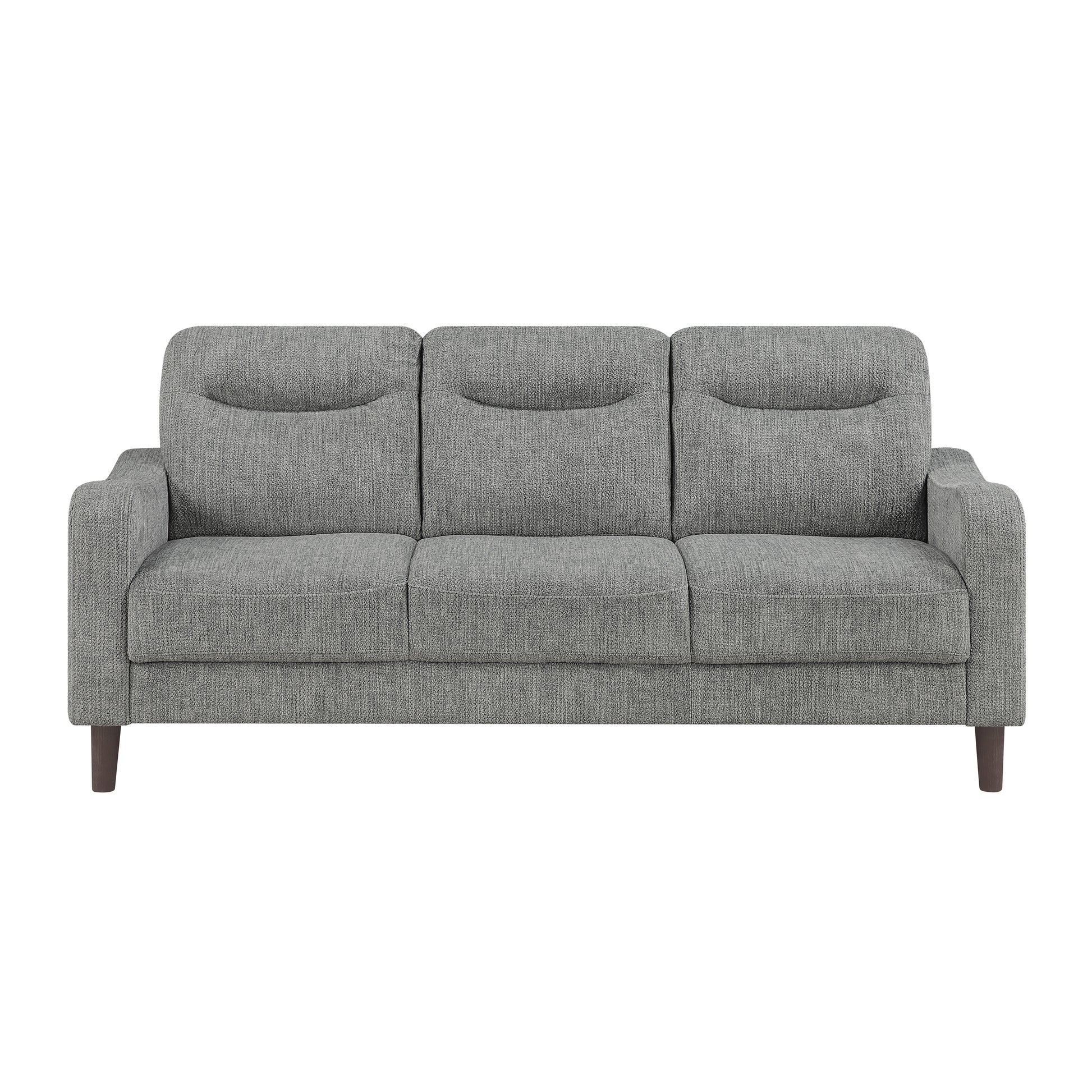 Modern Design 3-Seater Sofa Gray Chenille Upholstery Comfort Pocket Coils Classic Solidwood Frame Living Room Furniture 1pc image 2