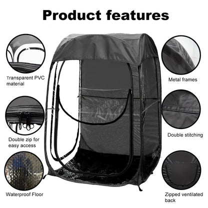 Portable Pop Up Sports Tent, Ideal Shelter for Outdoor Sports Events, Fishing and Camping, Protection from Cold Wind and Rain, Black image 4