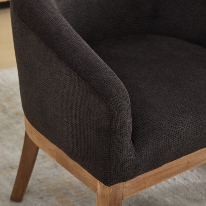 Mid Century Modern Upholstered Barrel Dining Chairs with Arms,Farmhouse Linen Kitchen & Dining Room Chairs with Natural Hardwood Frame, 19" W Accent Chairs,Single Pack,Charcoal Gray,SW1891BK image 11